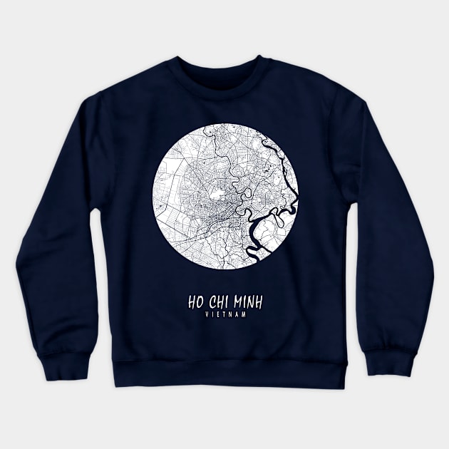 Ho Chi Minh, Vietnam City Map - Full Moon Crewneck Sweatshirt by deMAP Studio